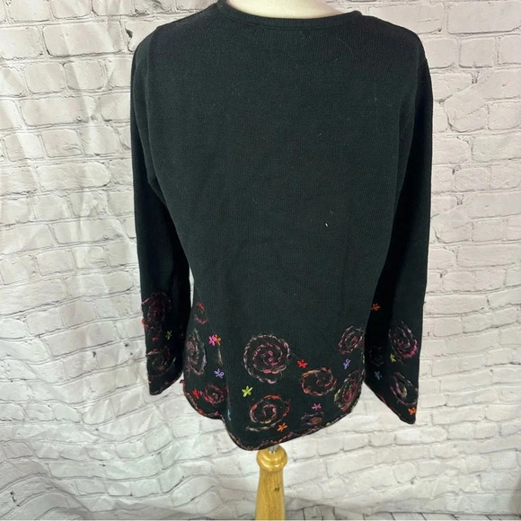 vintage david brooks embroidered cotton tunic sweater large - Picture 4 of 7